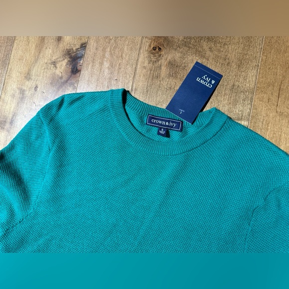 Crown and Ivy Jade Green Wool Blend Long Sleeve Sweater Top Women’s Small NWT - Picture 3 of 5